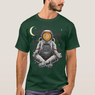 Astronaut Yoga BitCoin BTC-mynt till Måne Crypto T Shirt