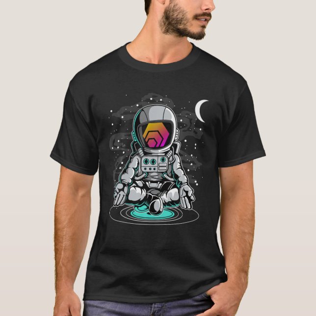 Astronaut Yoga HEX Coin to Måne Crypto Token H T Shirt (Framsida)