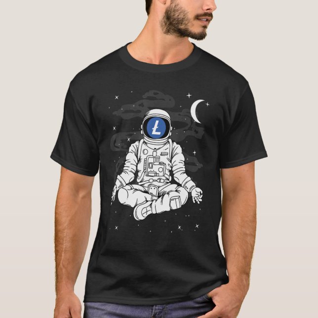 Astronaut Yoga Litecoin Ltc Coin To The Moon Crypt T Shirt (Framsida)