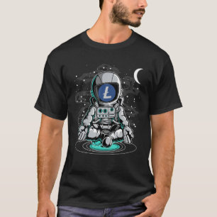 Astronaut Yoga Litecoin LTC-mynt till Måne-krypten T Shirt