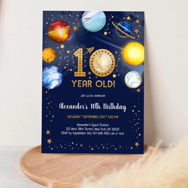 Astronaut Yttre Rymd Planet Galax 10-årsdag  Inbjudningar (Skapare uppladdad)