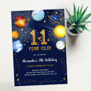Astronaut Yttre Rymd Planet Galax 11-årsdag Inbjudningar