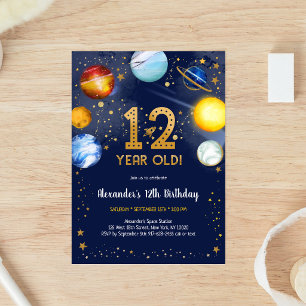 Astronaut Yttre Rymd Planet Galax 12-årsdag Inbjudningar