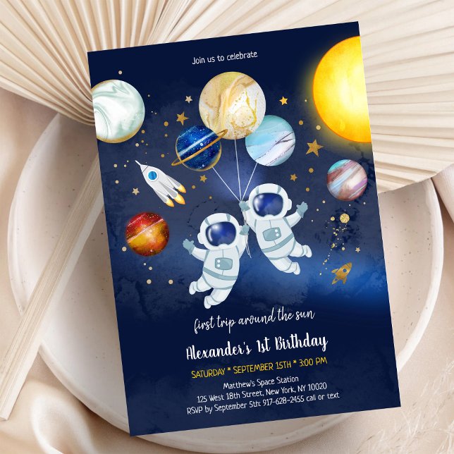 Astronaut Yttre Rymden Planet Galax Födelsedag  Inbjudningar (Skapare uppladdad)