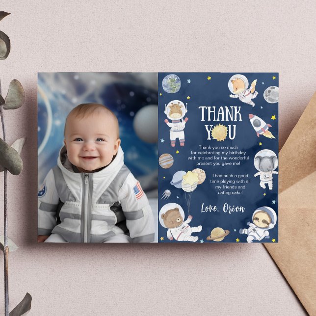 Astronaut Yttre Rymden Safari Födelsedagsfoto Tack Kort (Skapare uppladdad)