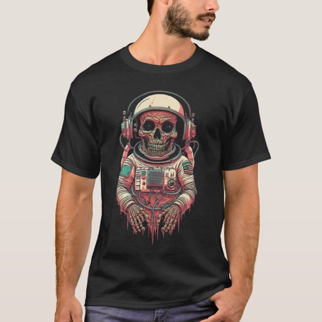 Astronaut Zombie Rymden T Shirt (Framsida)