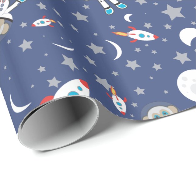 Astronautapa som slår in papper presentpapper (Rullad Hörn)