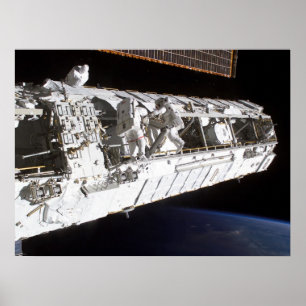 Astronautarbete i Internationell Space Station Poster