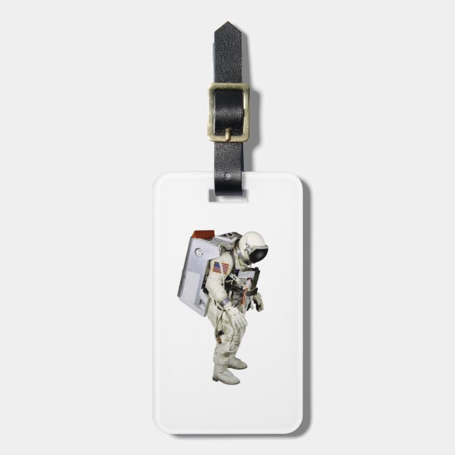 Astronautbild för resgods-Märkre-läderband Bagagebricka (Vertikal Framsida)