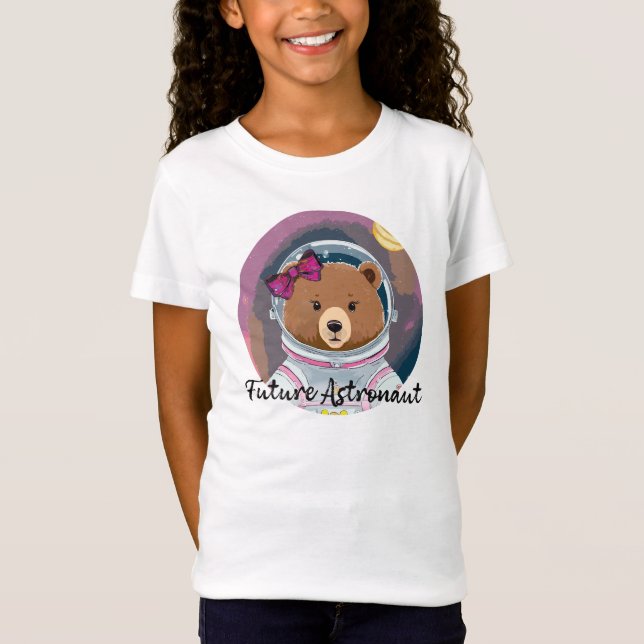 Astronauten-Bär "Future Astronaut" Girl Power T Shirt (Framsida)