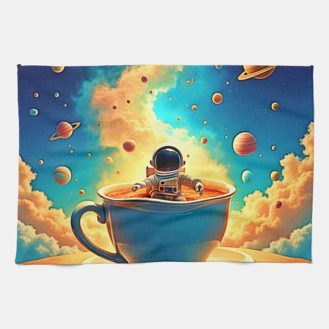 Astronautens Coffee Cosmos Resa Kökshandduk (Horisontell)