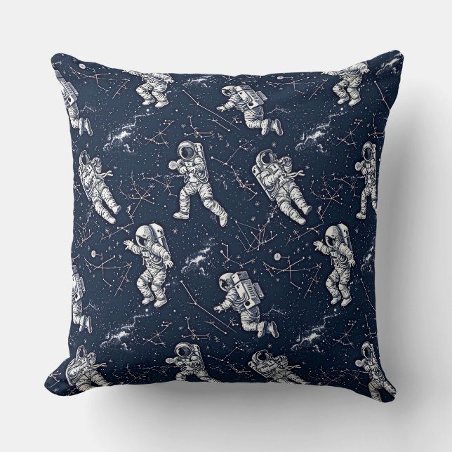 Astronauter bland stjärnorna och zodiacs kudde (Framsida)