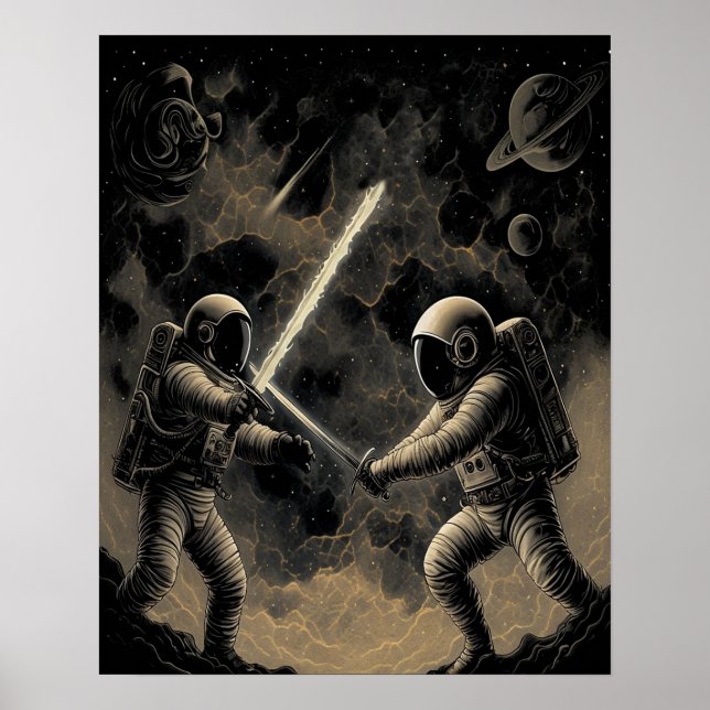 Astronauter Dueling Poster - Rymdmurskonst (Framsidan)