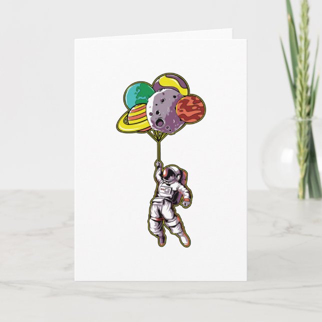 Astronauter flyger in i rymden kort (Framsida)