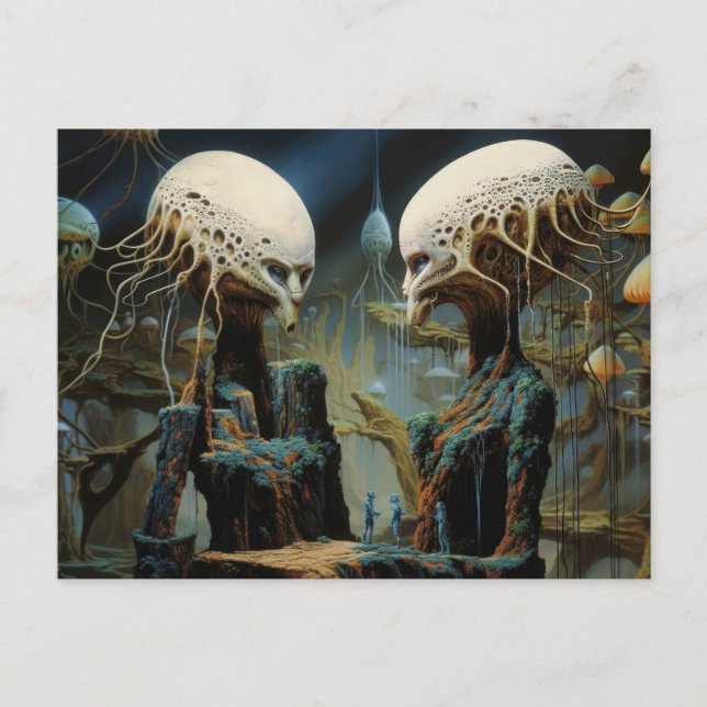 Astronauter förlorade i en drömvärld utomjordiskt  vykort (Framsida)