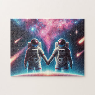 Astronauter i Kärlek Galaxy Jigszawa Puzzle Pussel