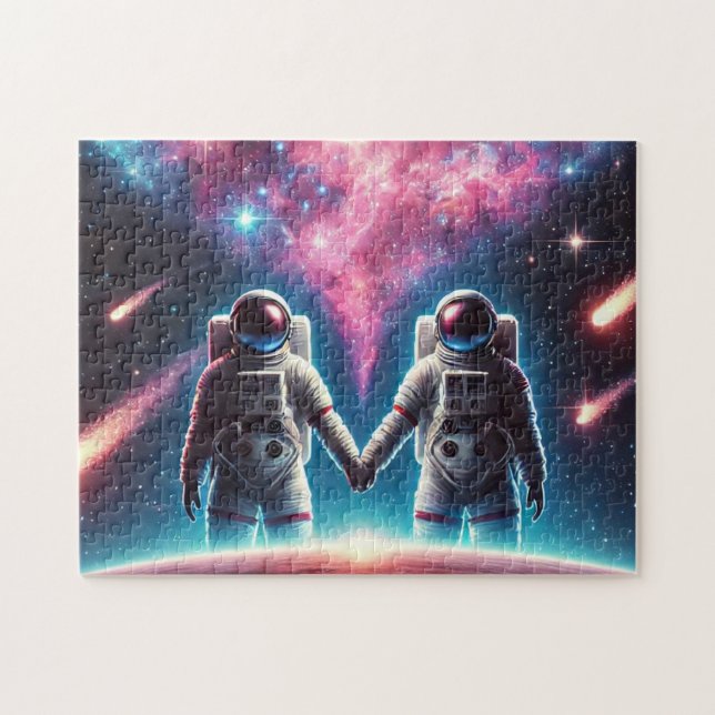 Astronauter i Kärlek Galaxy Jigszawa Puzzle Pussel (Horisontell)