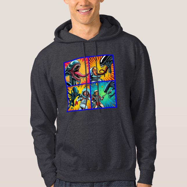 Astronauter mot Alien Pop Art Hoodie (Framsida)