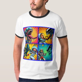 Astronauter mot Alien Pop Art T Shirt
