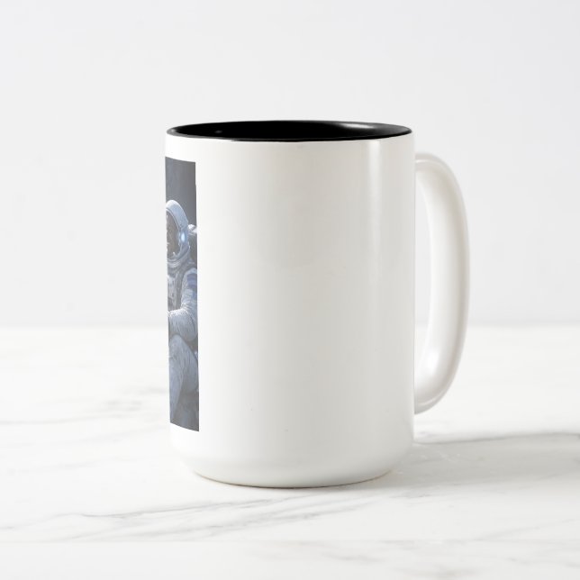 Astronauter som dricker kaffe Två-Tonad mugg (Framsida höger)