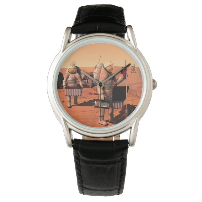 Astronauter som installerar väderutrustning på Mar Armbandsur (Framsida)