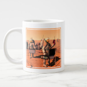 Astronauter som installerar väderutrustning på Mar Jumbo Mugg