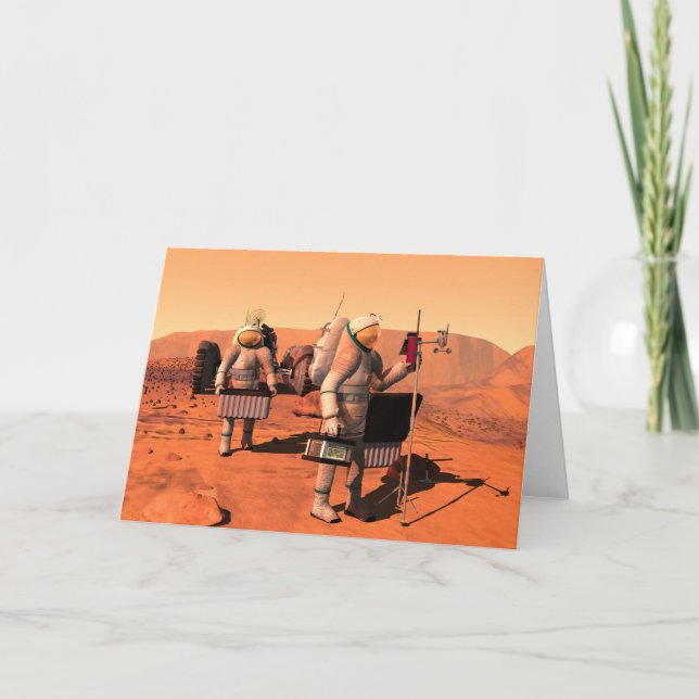 Astronauter som installerar väderutrustning på Mar Kort (Framsida)