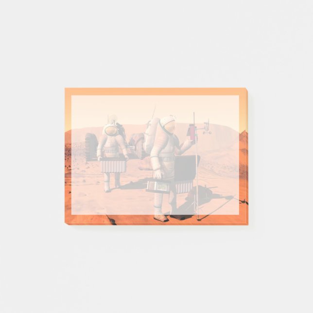 Astronauter som installerar väderutrustning på Mar Post-it Block (Framsida)