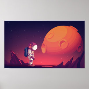 astronauter som utforskar rymden med stjärnor och poster
