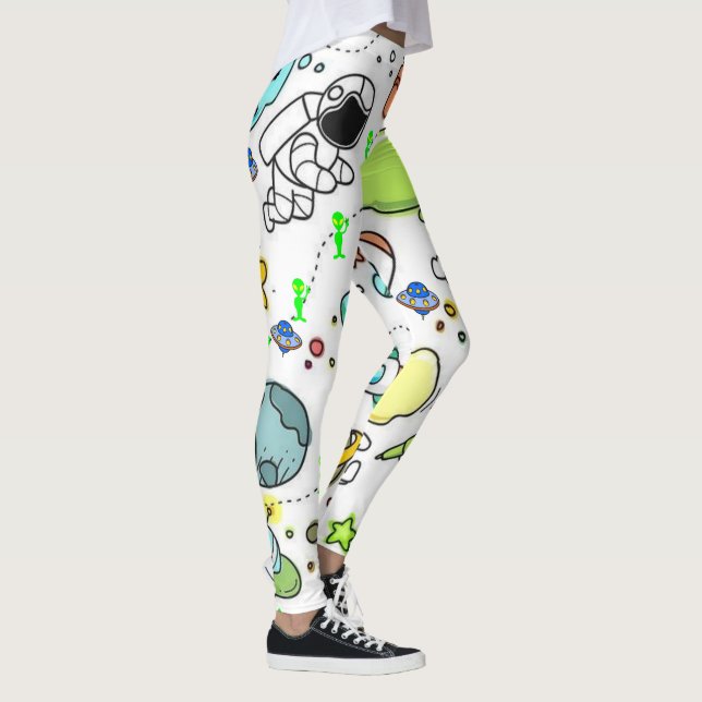 Astronauter Spaceships Utomjordingar Leggings (Höger)