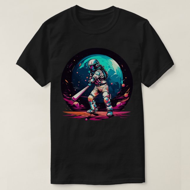 Astronauter spelar baseboll i rymden t shirt (Design framsida)