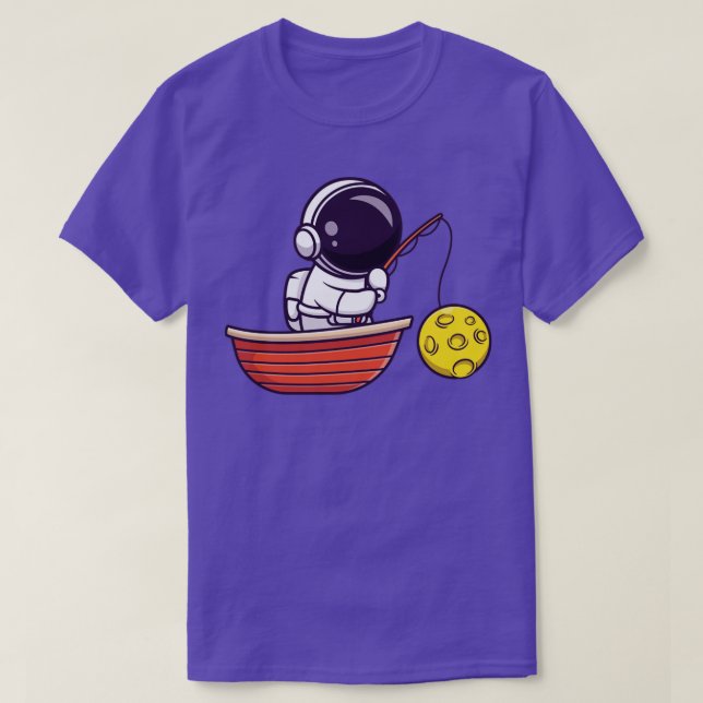 Astronautfiske Måne vid Tecknaden till sjöss T Shirt (Design framsida)