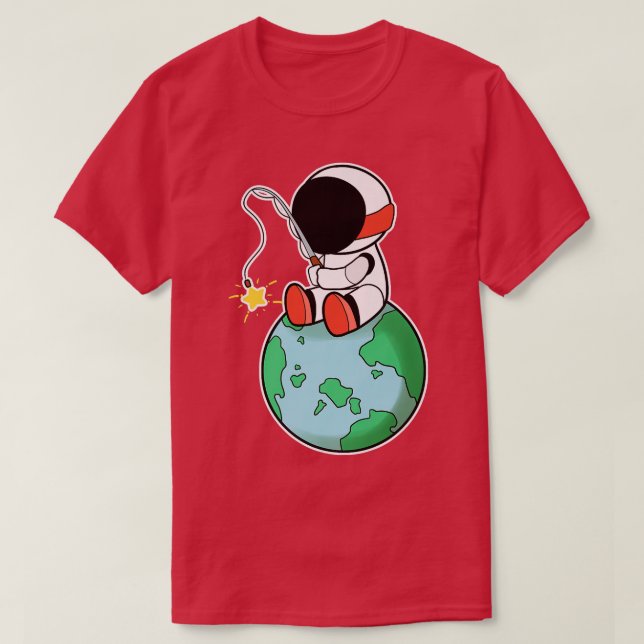 Astronautfiske på Earth Premium T-Shirt (Design framsida)
