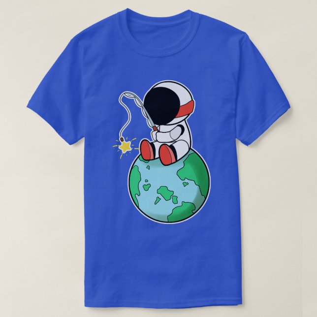 Astronautfiske på jorden t shirt (Design framsida)