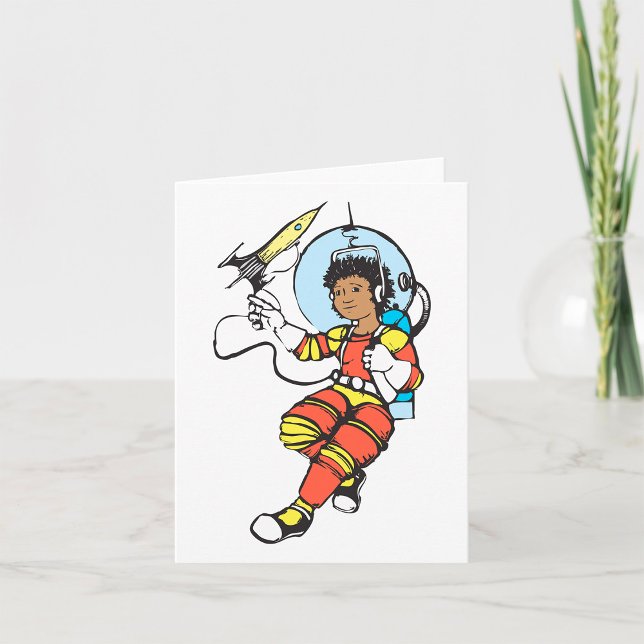 Astronautflicka med raketblaster kort (Skapare uppladdad)