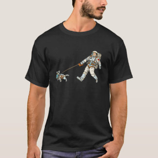 Astronauthunden går astronautmänniska t shirt