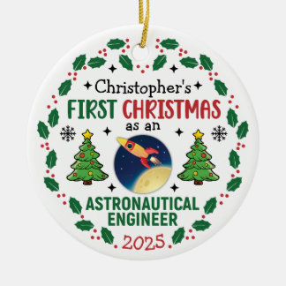 Astronautical Ingenjör Första jul Julgransprydnad Keramik