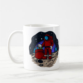 Astronautjultomte med present kaffemugg