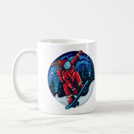 Astronautjultomte med skateboard kaffemugg