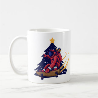 Astronautjultomte med skateboard kaffemugg