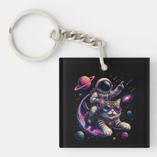 Astronautkatt som rider genom rymden