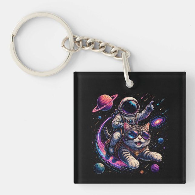Astronautkatt som rider genom rymden (Framsidan)