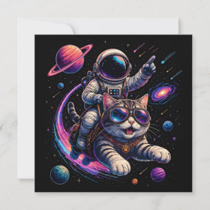 Astronautkatt som rider genom rymden inbjudningar