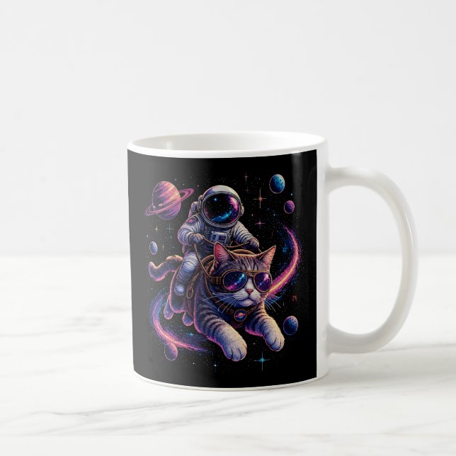 Astronautkatt som rider genom rymden kaffemugg (Höger)