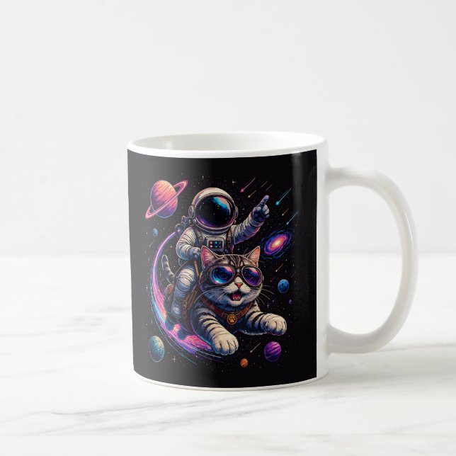 Astronautkatt som rider genom rymden kaffemugg (Höger)