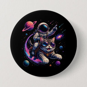 Astronautkatt som rider genom rymden knapp