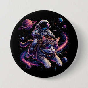 Astronautkatt som rider genom rymden knapp