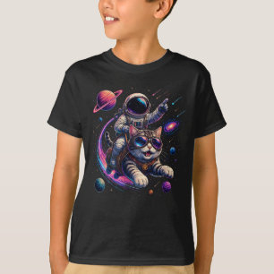 Astronautkatt som rider genom rymden t shirt
