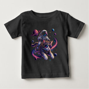 Astronautkatt som rider genom rymden t shirt