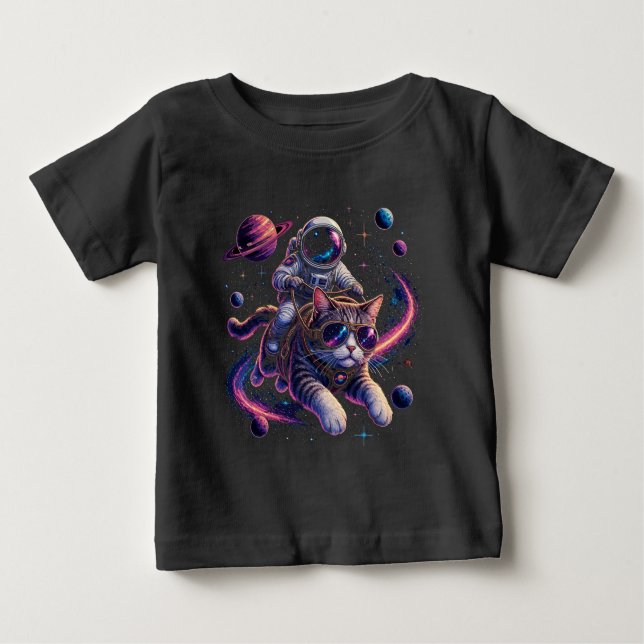 Astronautkatt som rider genom rymden t shirt (Framsida)